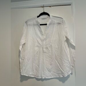 Tantrums Women White Tunic Gauze embroidery. Cottagecore Peasant Blouse